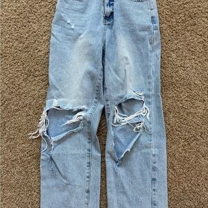 SHEIN Blue Boyfriend Vintage Distressed Jeans